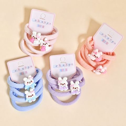 2+2 Cartoon Hair Tie Set with Cute Character Decoration