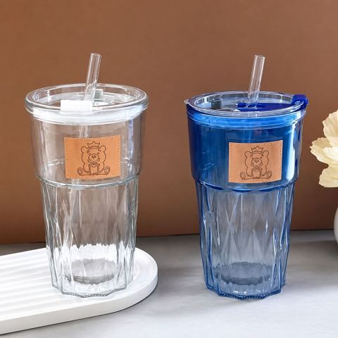 Large Diamond Bear Cup with Lid and Straw