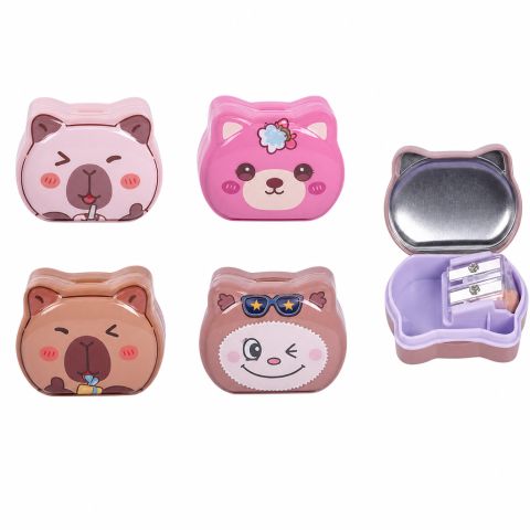 Cat-Shaped Pencil Sharpener with Compact Storage Case