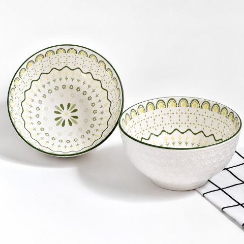 Qingkui Pattern Ceramic Bowl, 6 Inch