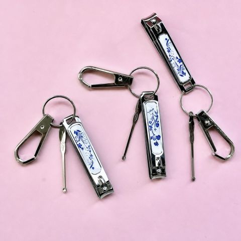 Decorative Nail Clipper Keychain with Printed Metal Body