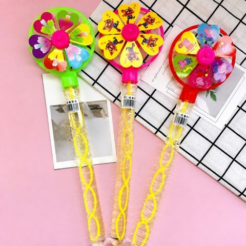 Colorful Pinwheel Bubble-Water Toy with Loop Handle